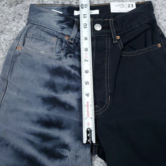 Pacsun Ultra High Rise Slim Jeans Two Tone Tie Dye Black Eco Women's Size 23 - Picture 10 of 10